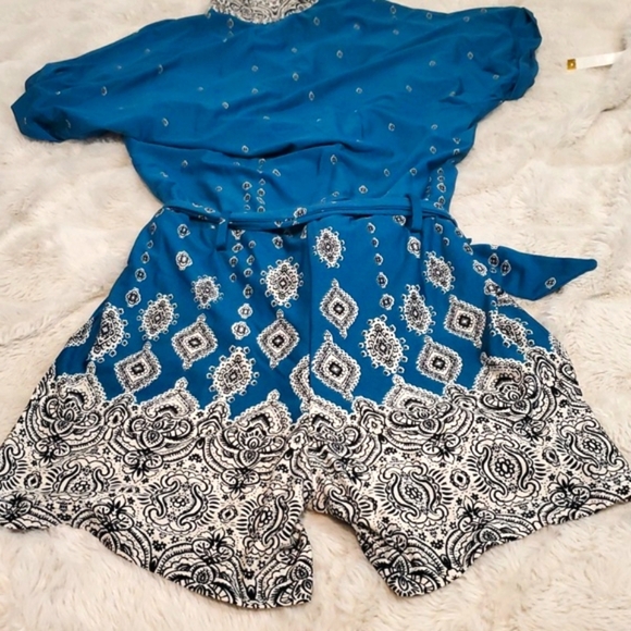 Beyond This Plane Teal Belted Romper One Piece S NWT - Picture 7 of 10